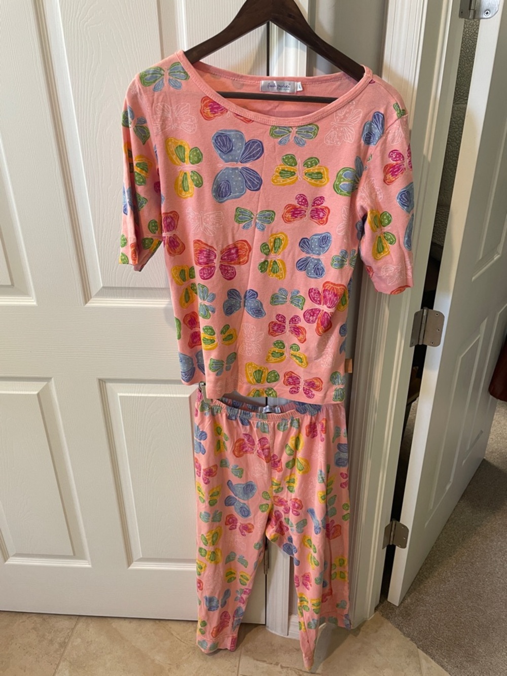 fresh produce Pink Butterfly Print Pajama Set 100% cotton
